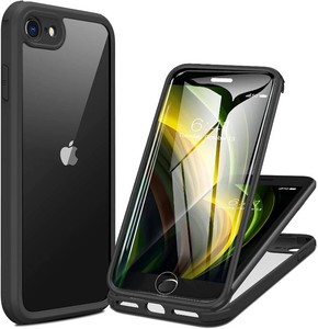 miracase for iPhone SE Phone Case 3rd2nd Generation 2022 2020 Full-Body with Built-in Glass Screen Protector, Heavy Duty 360  Protective Shockproof Bumper Cover for iPhone 8SE 4.7 Inch, Black