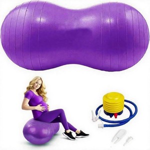 Peanut Yoga Ball, 90x45cm Anti Burst Exercise Ball, Heavy Duty Inflatable PVC Peanut Ball with Pump and Plug, kidsAdult Fitness, Pregnancy Support, Child Physical Therapy, Animal Balance Training