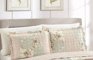 $22 Brilliant Sunshine Traditional Rose & Sage Pillowshams Set, 20x262  Patchwork Design, Quilted Standard Pillowcases, Washable Scallop Edge Pillow Covers, Pack of 2
