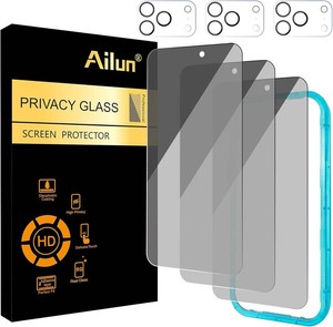 Ailun Privacy Screen Protector  Camera Lens Protector for iPhone 17 Pro  33 Pack, 6.3 inch, Installation Frame, Dynamic Island Compatible, Anti Spy Tempered Glass Missing 1 Screen Protector