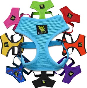 EcoBark Blue Dog Harness, Soft Mesh Halter Vest, No Pull & No Choke  Eco Friendly Max Comfort Harnesses, Luxurious Over The Head, Breathable Adjustable Padded Vest For Small & Large Dogs