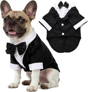 Dog Tuxedo with Bow Tie, Formal Wedding Suit for Small Medium Puppy Dogs  Pet Outfit Party Birthday Clothes, Dog Groom Attire Costume for Halloween Christmas Graduation Cosplay Photo Shoot, Black M