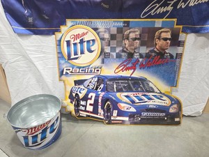 Miller Light Nascar Wall Sign, Banner, and bucket