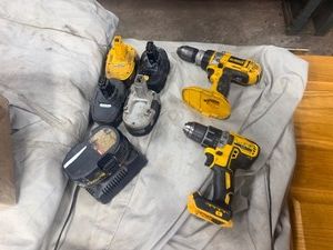 DeWalt 18 Volt Electric Tools  Two Drills, Five Batteries, and Charger