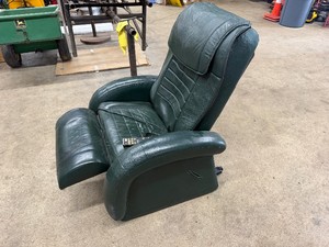 Massage Chair by Popular PL2000E Model LT 1000 - Green Leather, great condition, wired remote, Works well,  but footrest retracts intermittently.
