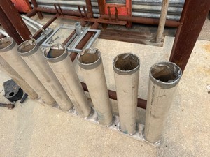 Seven 4 Diameter Aluminum Tubes welded together  (Used for Hanging 24 wide Sanding belts)