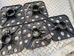 Five 6 x 6 Plastic Base Plates for 1-14 Inside Diamter Dock Pipe