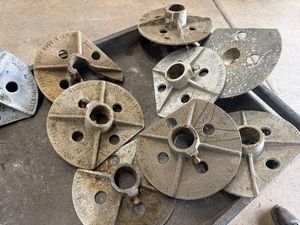 Nine, Aluminum Base Plates 10.5 Diameter, with notch to clear servicing barrel