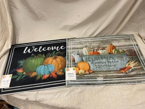 Perfect Harvest Autumn Pumpkin Doormats (Lot of 2)