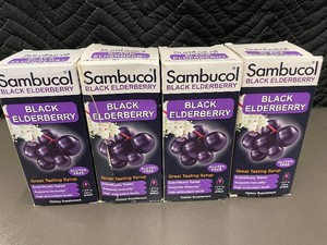 o4 - Lot of 4 Sambucol Black Elderberry Syrup Dietary Supplement 7.8 fl oz Each