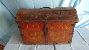 Small 1856 Rosemaled Trunk, Very Nice