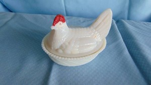 White Hen on Nest Dish