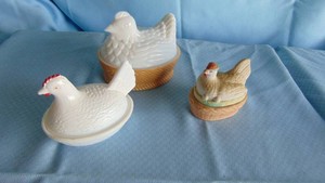 3-Various Hen on Nest Dish, Avon and Ceramic ones are asis