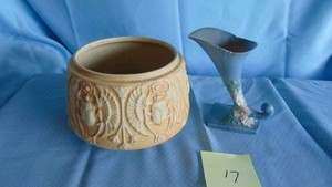 2- Roseville Pieces, Cream Pieces has a chip in it.