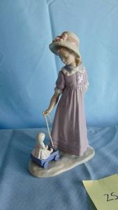 Lladro Figure 5044 Girl Pulling Wagon
