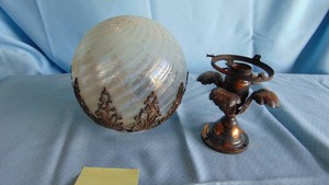 Vintage White and Clear Swirl Ball Light Fixture