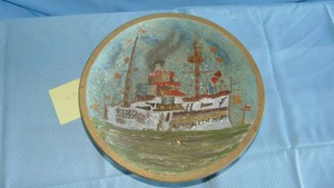 Folk Art Carving on Vintage Wood Bowl
