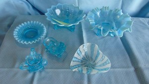 Assorted Light Blue Glass, Some Fenton