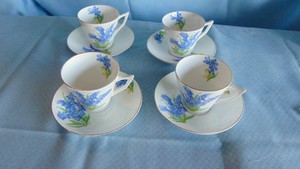 Set of 4 Bluebell English Cups and Saucers