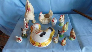 Selection of Vintage Chicken Decor and Figures
