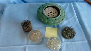 Various Glass, Pottery and Metal Flower Frogs