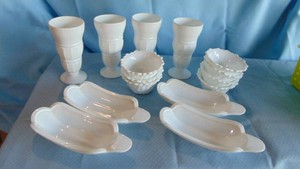 Milk Glass Banana Boats, Floats and Saucer Dishes