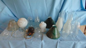Lot of Light Globes, Hurricanes and Shades