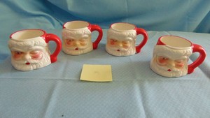 Set of 4 Vintage Santa Mugs