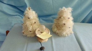 2- Vintage White Trees with One Base, Base has a chip