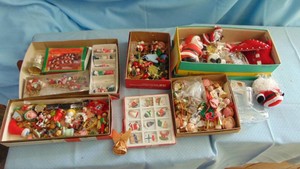 Several Boxes of Christmas Ornaments