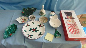 Vintage and Newer Christmas Items and Trays