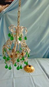 Italian Light Fixture with Green Teardrops