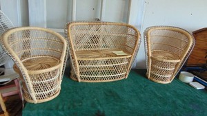 3pc Wicker Doll Furniture, 14 Tall