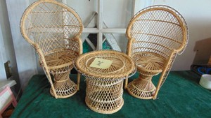 3pc Wicker Doll Furniture Set, 16 Tall