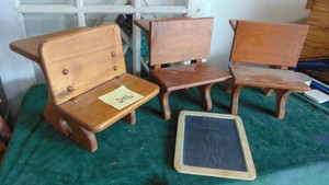 3-Handcrafted Doll Desks and Vintage Chalkboard