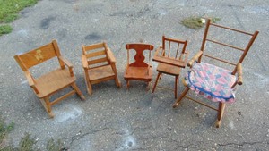 Assorted ChildsDoll Rockers and Highchair