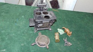 Cast Iron Stove, Cast Iron Waffle, Brass Owl and Other Metal Animals