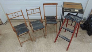 3-Folding Stools, Folding Step Stool and Projector Table