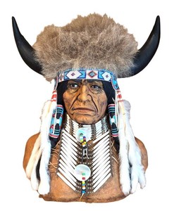 LL - Vintage Daniel Monfort Domiani Boss Native American Chief Bust Sculpture - Western Originals (24)