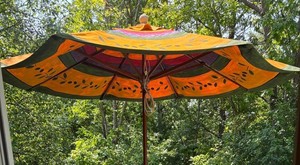 BY - Vibrant Garrison Wayne Hand-Painted Canopy Patio Umbrella