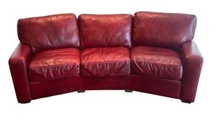 K - Buttery Soft Legacy Leather International Red Curved Couch