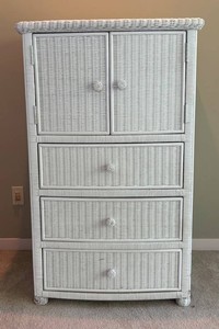 MB - White Wicker Dresser Cabinet