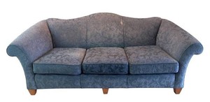LR - Stickley Fine Upholstery Traditional Camelback Sofa  Custom Damask Pattern