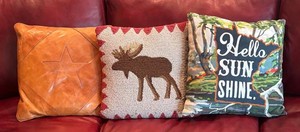 K - Trio of Accent Pillows - Leather Star, Moose & Hello Sun Shine