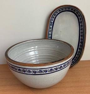 LR - Teresa Duran Xochiquetzal Tonala Mexican Pottery Bowl & Platter