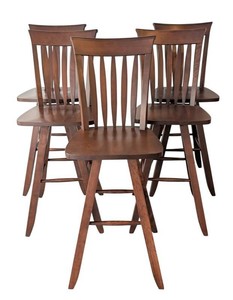 G - Barstools - Five-Piece Wooden Slat-Back Set Made in Canada