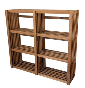 G - Wood Bookshelf - Slatted Open Bookcase 48 X 12 X 44 in