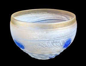 LR - Art Glass Bowl - Kosta Boda Galaxy Blue by Bertil Vallien