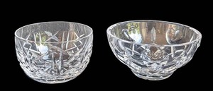 LR - Crystal Bowls - Waterford Pair, Cut Crystal 2.25in H X 4.5in Dia