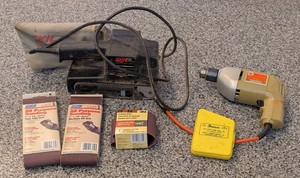 G - Power Sander & Drill Mixed Lot - Skil, Black & Decker, Belts & Drill Set